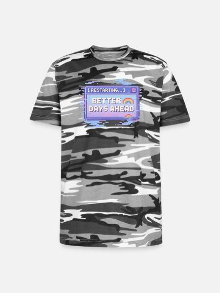 Better Days Ahead Pixel Retro - Unisex Camo Tee - black camo