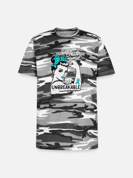 Unbreakable Ovarian Cancer Warrior - Unisex Camo Tee - black camo