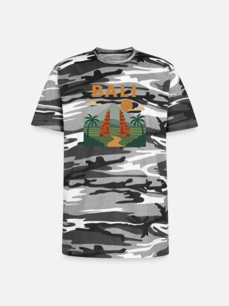 Bali Sunrise Gate Scene - Unisex Camo Tee - black camo