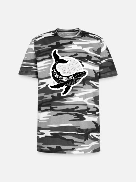 Ocean Guardians Whale Emblem - Unisex Camo Tee - black camo