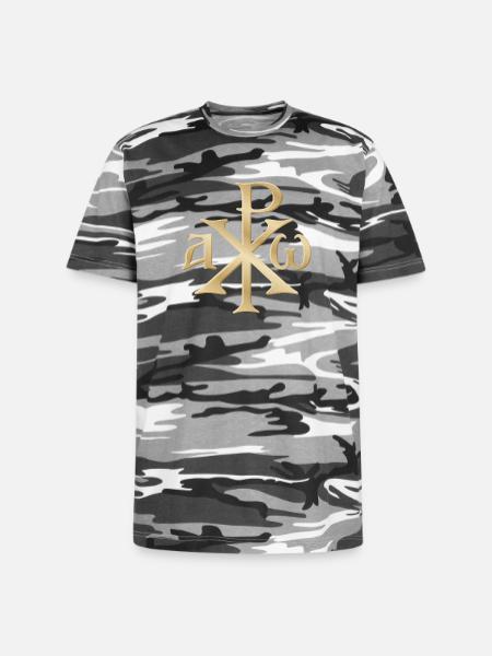 Chi Rho Christogram Gold - Unisex Camo Tee - black camo
