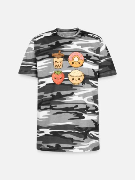 Kawaii Food Friends - Unisex Camo Tee - black camo
