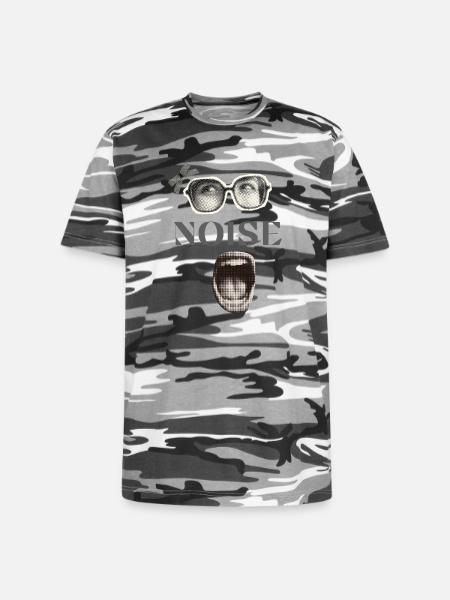 Noisy Halftone Glasses Mouth - Unisex Camo Tee - black camo