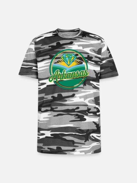 Arkansas Diamond Sunrise Emblem - Unisex Camo Tee - black camo