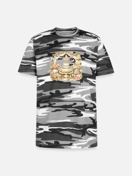 Pastel Garden Cake Celebration - Unisex Camo Tee - black camo