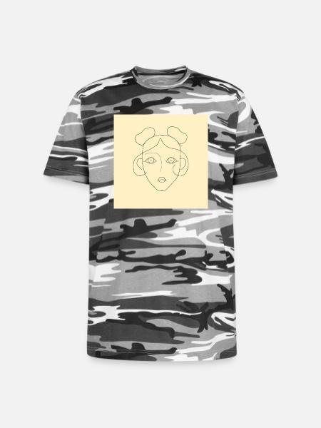 line girl face - Unisex Camo Tee - black camo
