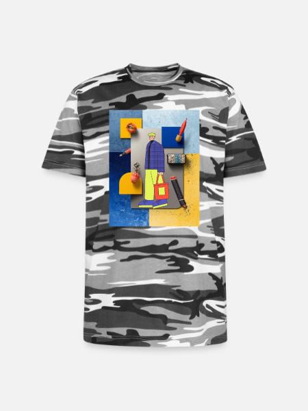 Bold Pop Art Fashion Collage - Unisex Camo Tee - black camo