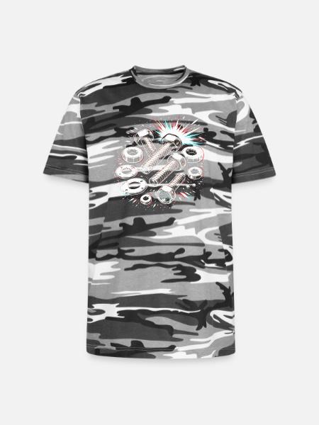 Screws Nuts Mechanic Tool Design - Unisex Camo Tee - black camo
