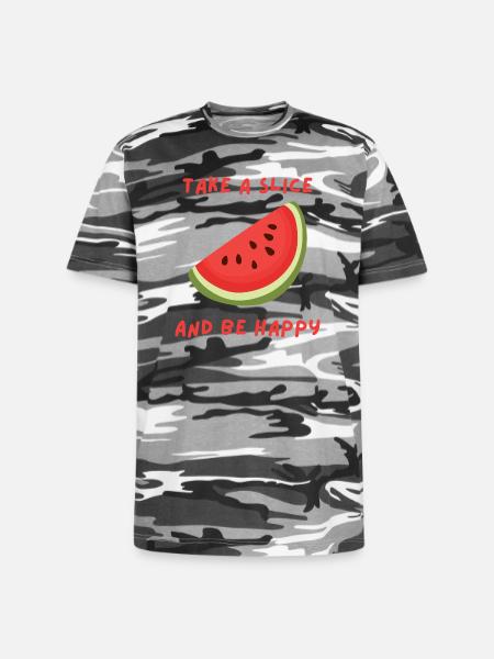 watermelon slice - Unisex Camo Tee - black camo
