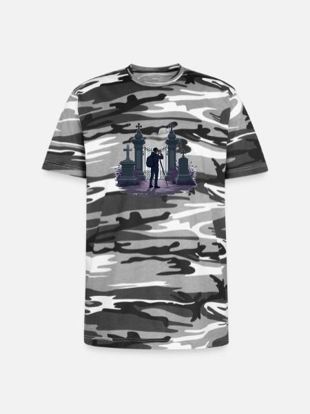 Gothic Cemetery Gate Photographer - Unisex Camo Tee - black camo