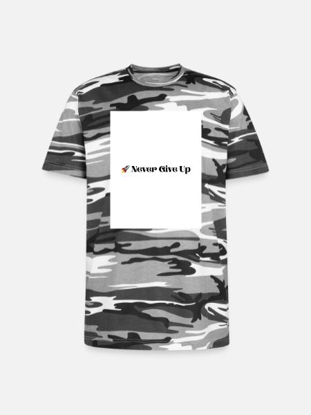 Never Give Up - Unisex Camo Tee - black camo