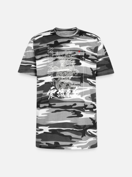 Dragon Glyphs on Black Ink - Unisex Camo Tee - black camo