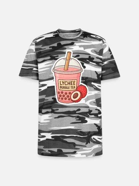 Lychee Bubble Tea Illustration - Unisex Camo Tee - black camo