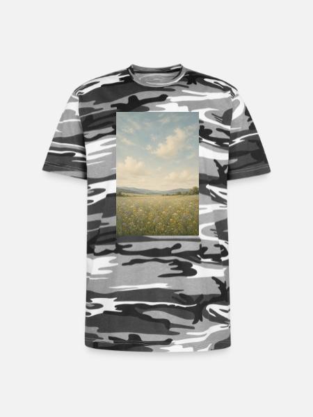 Meadow Bloom Under Wide Sky - Unisex Camo Tee - black camo