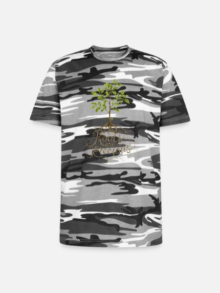 "Roots Are Precious" Tree Design - Unisex Camo Tee - black camo