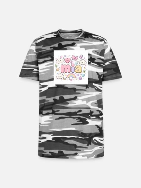 Mia Rainbow Cloud Cute Design - Unisex Camo Tee - black camo