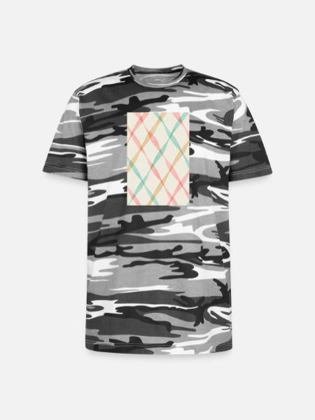 Pastel Diagonal Plaid - Unisex Camo Tee - black camo