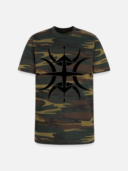 Tribal Compass Crop Circle - Unisex Camo Tee - green camo