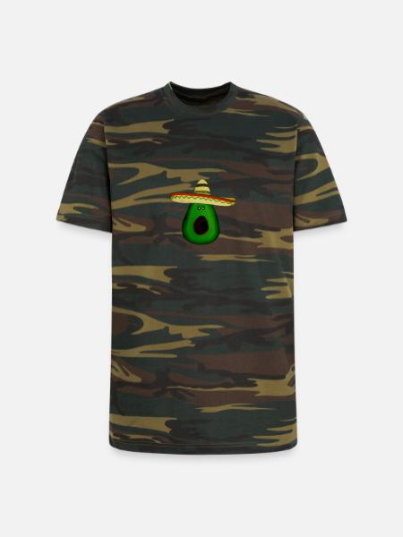 Mexican avocado with sombrero - Unisex Camo Tee - green camo
