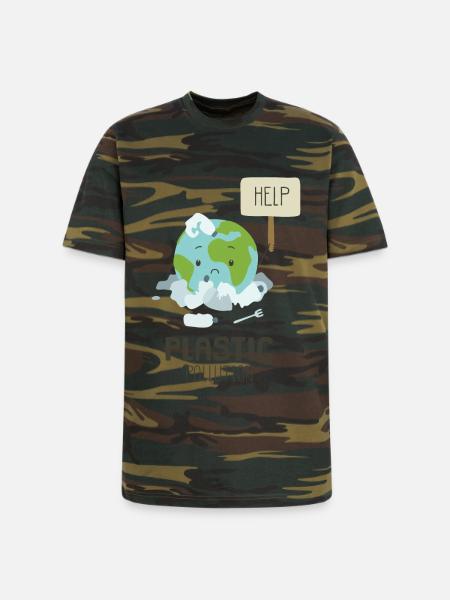 Earth Suffering Plastic Pollution - Unisex Camo Tee - green camo