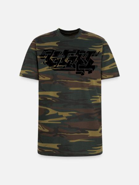 Graffiti Piece - Black - Unisex Camo Tee - green camo