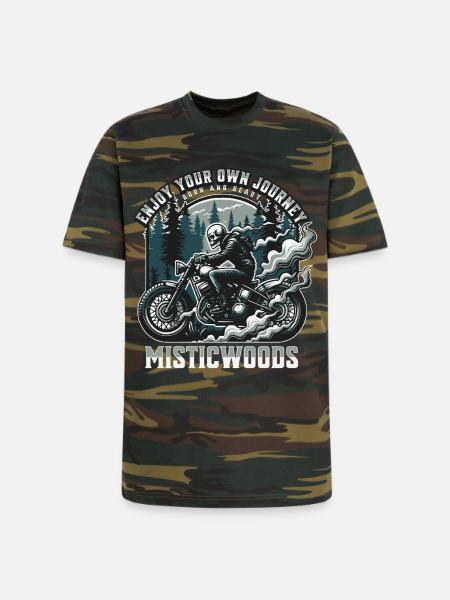 Mystic Woods Skeleton Rider - Unisex Camo Tee - green camo