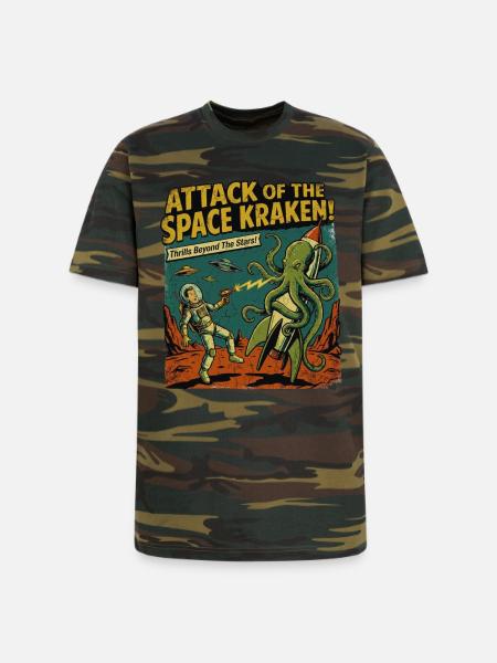 Attack of the Space Kraken - Unisex Camo Tee - green camo