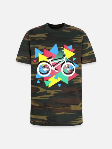 BMX Biking Geometric - Unisex Camo Tee - green camo