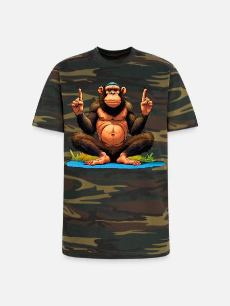 Monkey Yoga / Yogi Monkey - Unisex Camo Tee - green camo