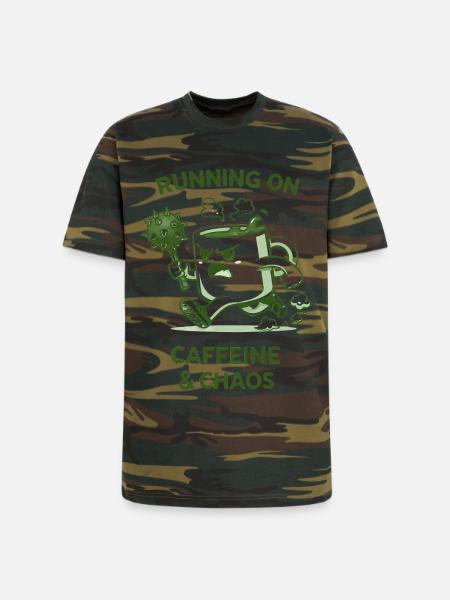 Running on Caffeine & Chaos - Unisex Camo Tee - green camo