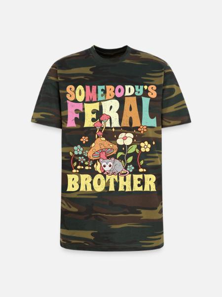 Somebody's Feral Brother - Unisex Camo Tee - green camo