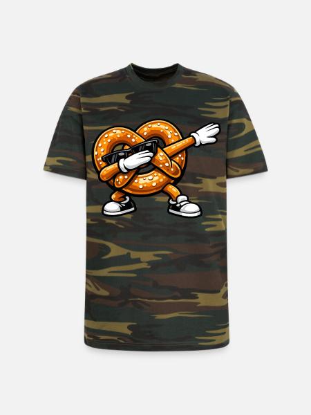 Dabbing Pretzel - Unisex Camo Tee - green camo