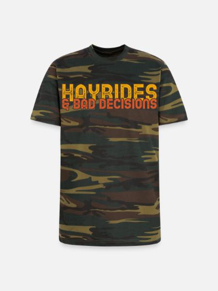Hayrides & Bad Decisions - Unisex Camo Tee - green camo