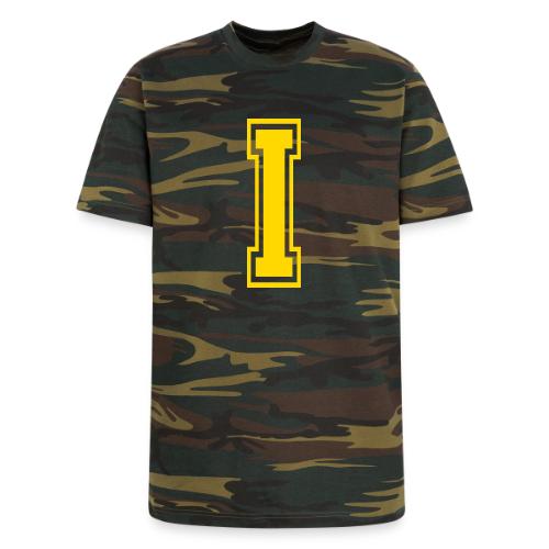 Letter I – Capital Athletic Alphabet Monogram - Unisex Camo Tee