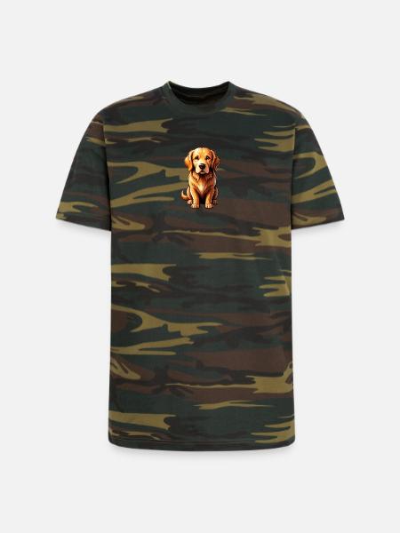 Golden Retriever Pop Art Charm - Unisex Camo Tee - green camo