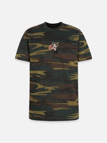 Cat in Suit with Bouquet - Unisex Camo Tee - green camo