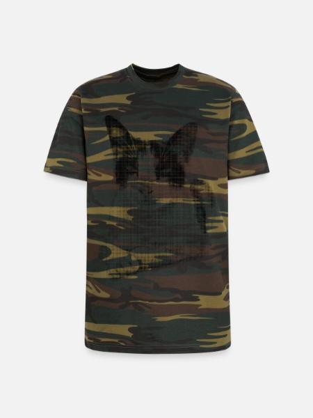 Calico Cat Halftone - Unisex Camo Tee - green camo