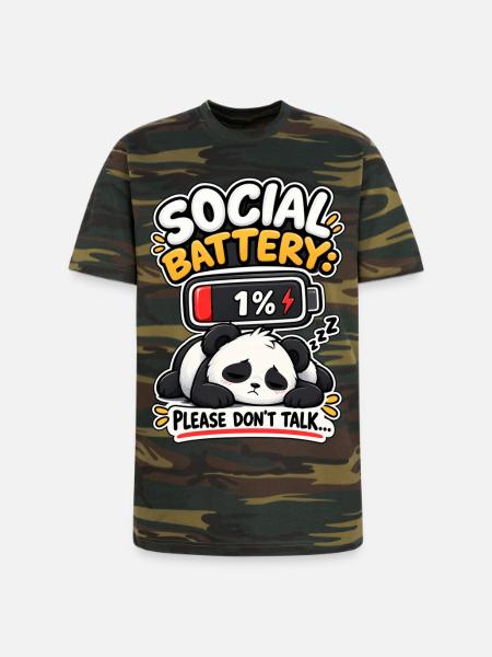 Social Battery Panda 1% - Unisex Camo Tee - green camo