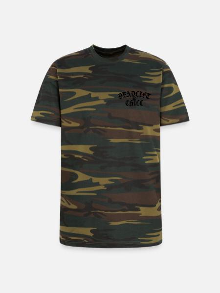 Deadlift and Chill - Unisex Camo Tee - green camo