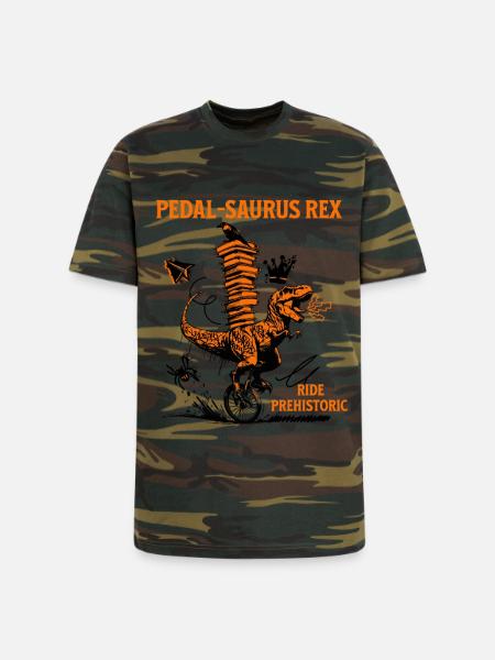 Pedal-Saurus Rex – Ride Prehistoric - Unisex Camo Tee - green camo