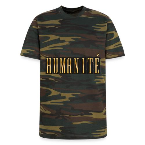 Humanity in Golden Letters - Unisex Camo Tee