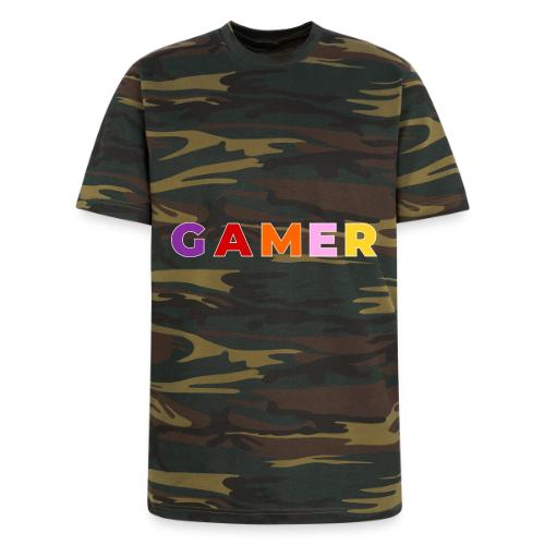 Multicolor GAMER Typography Design - Unisex Camo Tee
