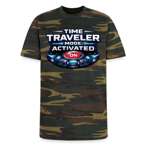 Time Traveler Mode – Futuristic Neon Sci-Fi Tee - Unisex Camo Tee