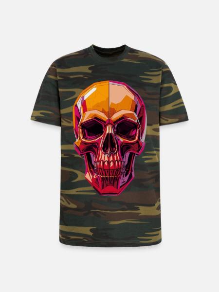 Polygon Skull – Geometric Skull Art - Unisex Camo Tee - green camo
