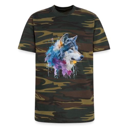 Splash-Art Wolf Head - Unisex Camo Tee