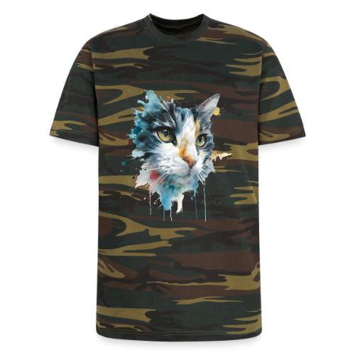 Watercolor cat face - Unisex Camo Tee