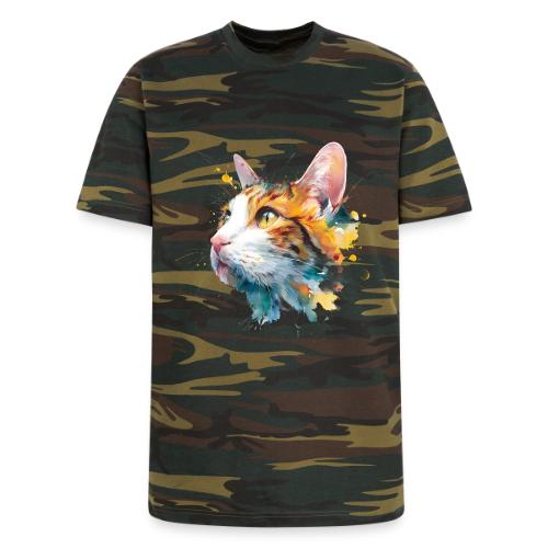 Cat: Feline Ink Burst - Unisex Camo Tee