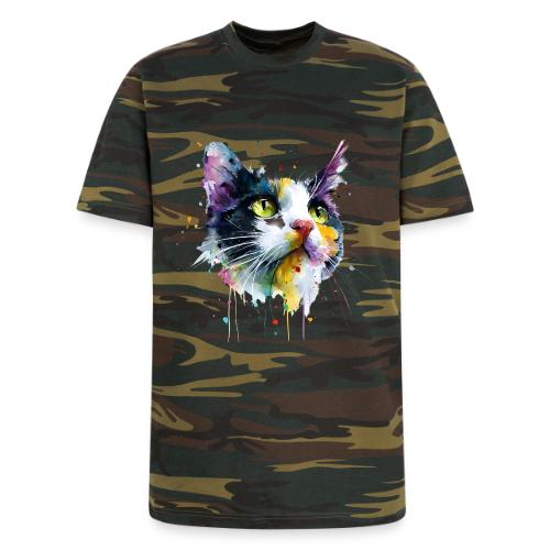 Cat: Painted Purr Expression - Unisex Camo Tee