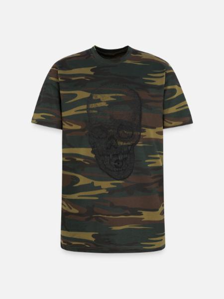 Gothic Skull Lace Portrait - Unisex Camo Tee - green camo