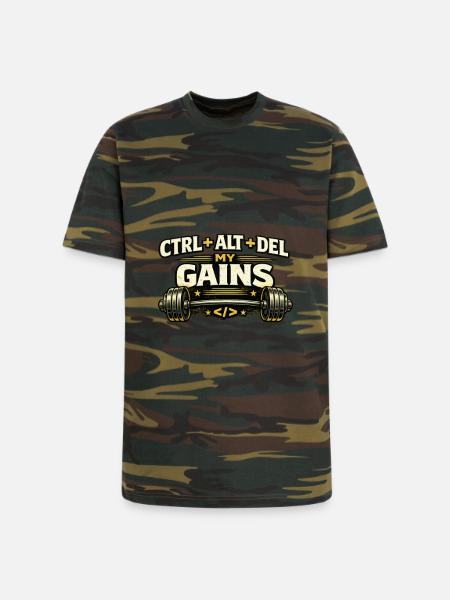 Ctrl Alt Del My Gains - Unisex Camo Tee - green camo